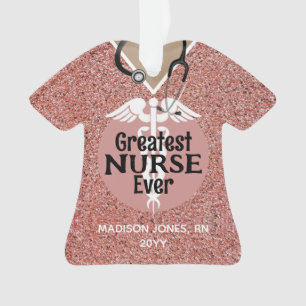 Personalisiert Nurse Pink Scrub Top Weihnachten Ornament