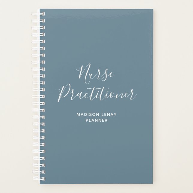 Personalisiert Nurse Practitioner Dusty Blue Scrip Planer (Vorderseite)