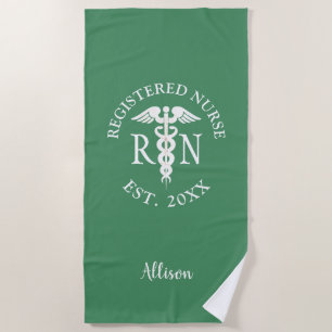 Personalisiert Nurse RN Graduate Green Medical Strandtuch