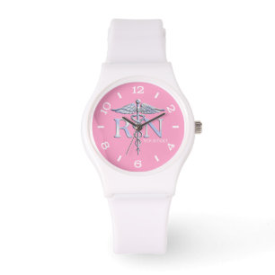 Personalisiert Nurse Silver Caduceus Pink Dial Armbanduhr