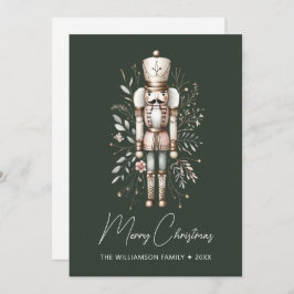 Personalisiert Nutcracker Christmas Card Green Feiertagskarte