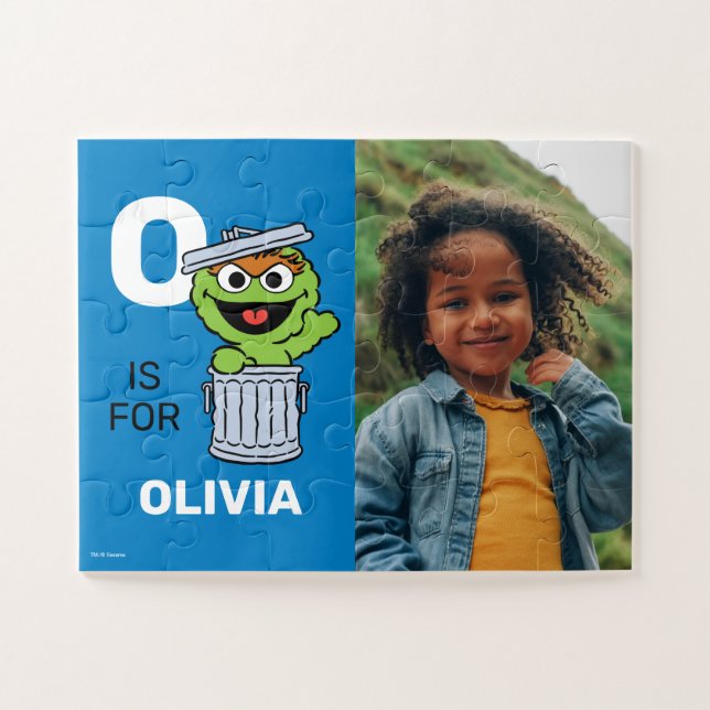 Personalisiert O ist für Oscar der Grouch | FOTO Puzzle (Horizontal)