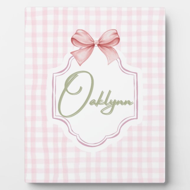 Personalisiert Oaklynn Baby Girl Kinderzimmer Bow& Fotoplatte (Vorderseite)