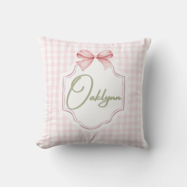 Personalisiert Oaklynn Baby Girl Kinderzimmer Bow& Kissen (Vorderseite)