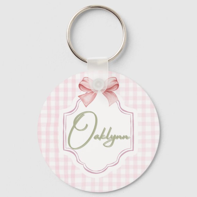 Personalisiert Oaklynn Baby Girl Kinderzimmer Bow& Schlüsselanhänger (Vorderseite)