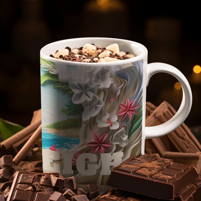 Personalisiert Ocean Wave 3D Aussehen Strand Blume Kaffeetasse (Von Creator hochgeladen)