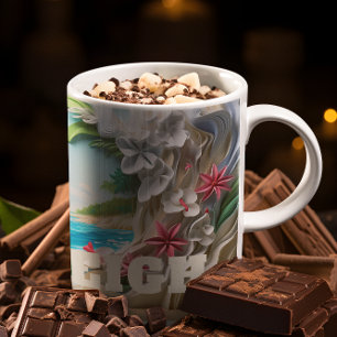 Personalisiert Ocean Wave 3D Aussehen Strand Blume Kaffeetasse
