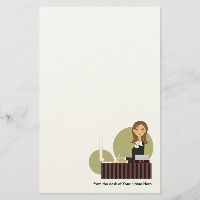 Personalisiert Office Girl Stationery Briefpapier (Vorderseite)