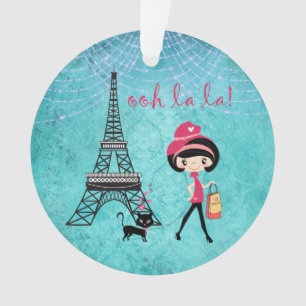 Personalisiert Oh La Paris Girl and Cat Ornament
