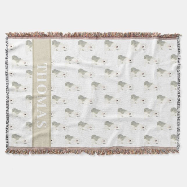 Personalisiert Old English Sheepdog Decke (Vorderseite)