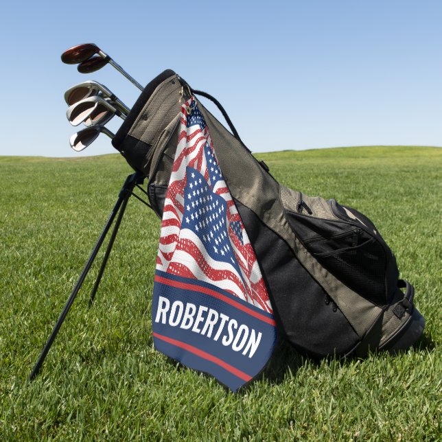 Personalisiert Old Glory - USA-Flaggen Golfhandtuch (Gras)