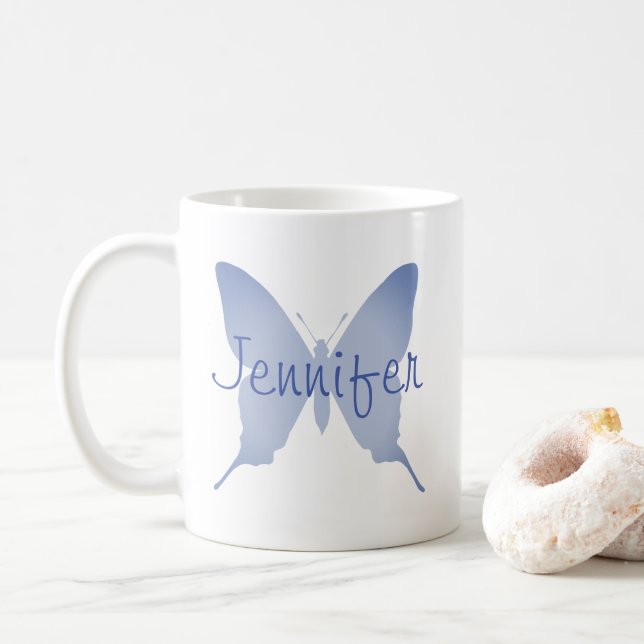 Personalisiert Ombre Blue Butterfly Kaffeetasse (Mit Donut)