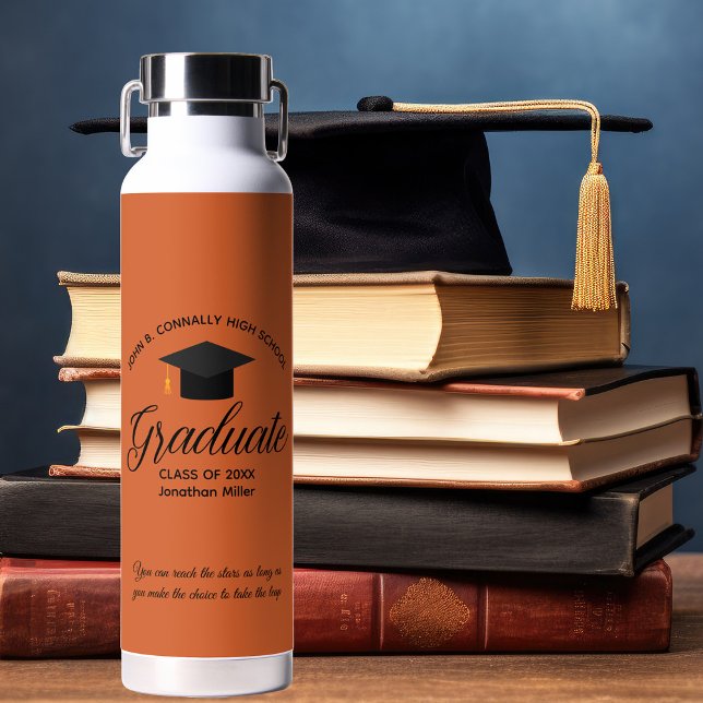 Personalisiert Orange Abschluss 2025 Graduate Trinkflasche (Von Creator hochgeladen)