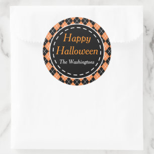 Personalisiert Orange Black Happy Halloween Sticke Runder Aufkleber