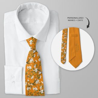 Personalisiert Orange Blossom Floral Wasserfarbe Krawatte