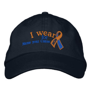 Personalisiert Orange Blue Hope Ribbon Ihren Text Bestickte Baseballkappe
