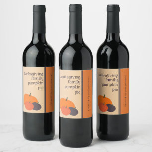 Personalisiert Orange Erntedank Family Pumpkin Weinetikett