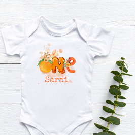 Personalisiert Orange First Birthday Outfit Baby Strampler