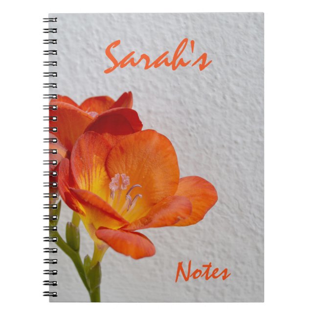 Personalisiert Orange Fressia-Notebook Notizblock (Vorderseite)