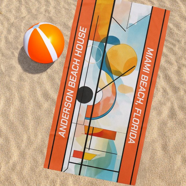 Personalisiert Orange Geometric Abstrakt Strandtuch (Von Creator hochgeladen)