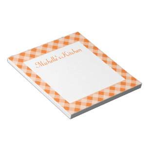 Personalisiert Orange Gingham Notepad Notizblock