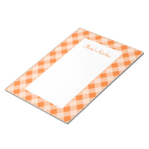Personalisiert Orange Gingham Notepad Notizblock