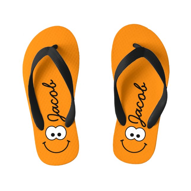Personalisiert Orange Kinderbadesandalen (Fußbett)