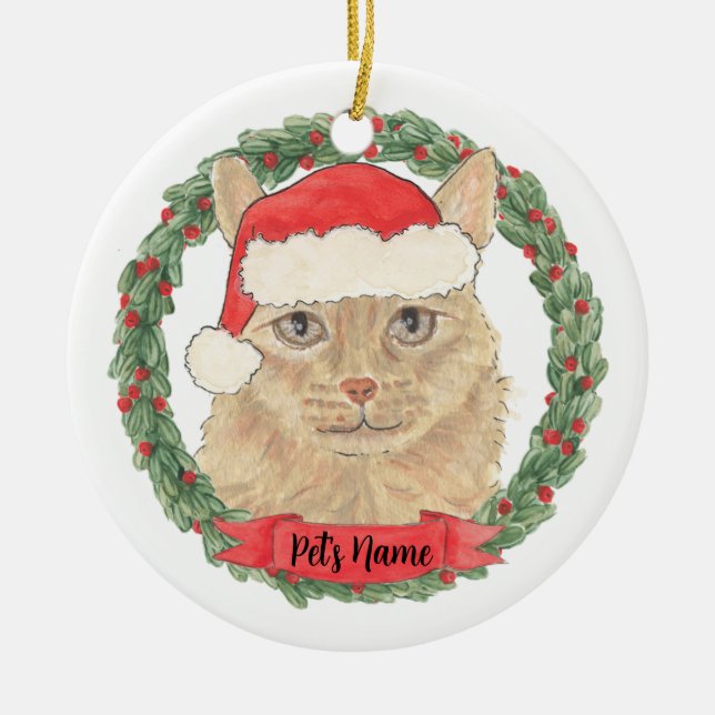 Personalisiert Orange Maine Coon Cat Keramik Ornament (Vorne)