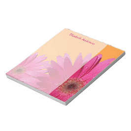 Personalisiert Orange Pink Gerbera Daisy Notepad Notizblock