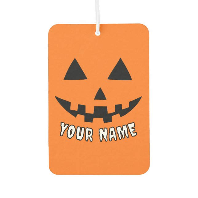 Personalisiert Orange Pumpkin Halloween Dein Name Autolufterfrischer (Vorderseite)