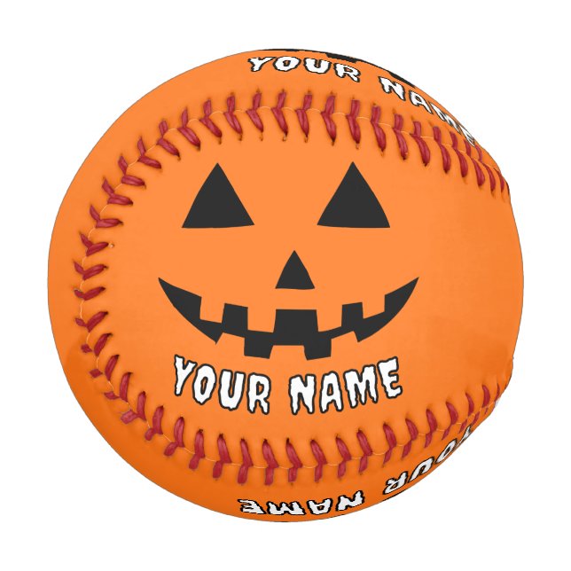 Personalisiert Orange Pumpkin Halloween Dein Name Baseball (Vorderseite Links)