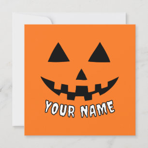 Personalisiert Orange Pumpkin Halloween Dein Name Feiertagskarte