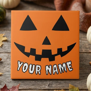 Personalisiert Orange Pumpkin Halloween Dein Name Fliese