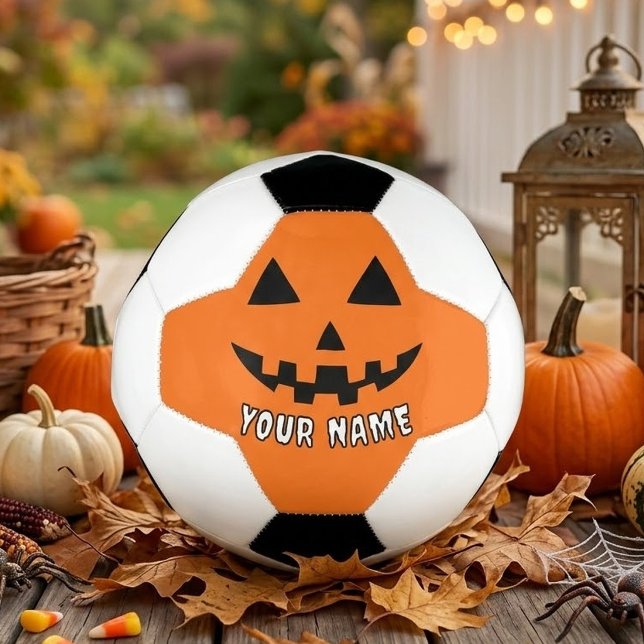 Personalisiert Orange Pumpkin Halloween Dein Name Fußball (Von Creator hochgeladen)