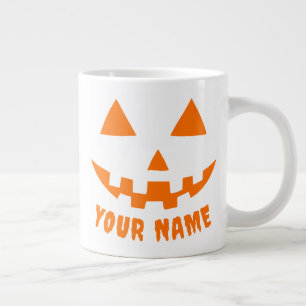 Personalisiert Orange Pumpkin Halloween Dein Name Jumbo-Tasse