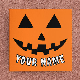 Personalisiert Orange Pumpkin Halloween Dein Name Leinwanddruck