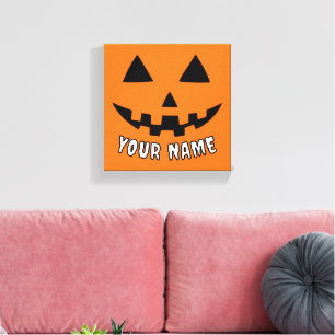 Personalisiert Orange Pumpkin Halloween Dein Name Leinwanddruck