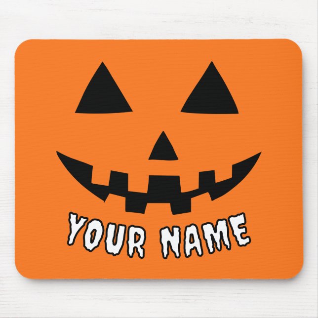 Personalisiert Orange Pumpkin Halloween Dein Name Mousepad (Vorne)