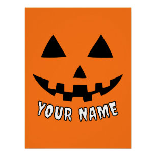 Personalisiert Orange Pumpkin Halloween Dein Name Poster