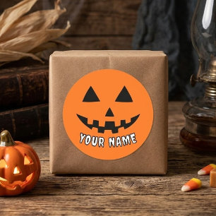 Personalisiert Orange Pumpkin Halloween Dein Name Runder Aufkleber