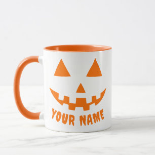 Personalisiert Orange Pumpkin Halloween Dein Name Tasse