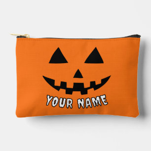 Personalisiert Orange Pumpkin Halloween Dein Name Zubehörtasche
