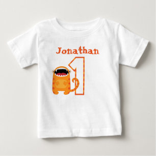 Personalisiert Orange Red Monster Erster Geburtsta Baby T-shirt