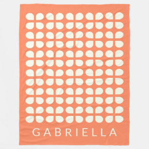 Personalisiert Orange Retro Mitteljahrhundert Mode Fleecedecke