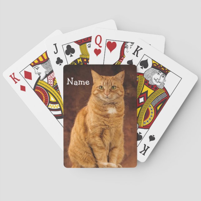 Personalisiert Orange Tabby Cat Spielkarten (Rückseite)
