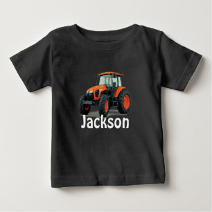 Personalisiert Orange Tractor Baby T - Shirt