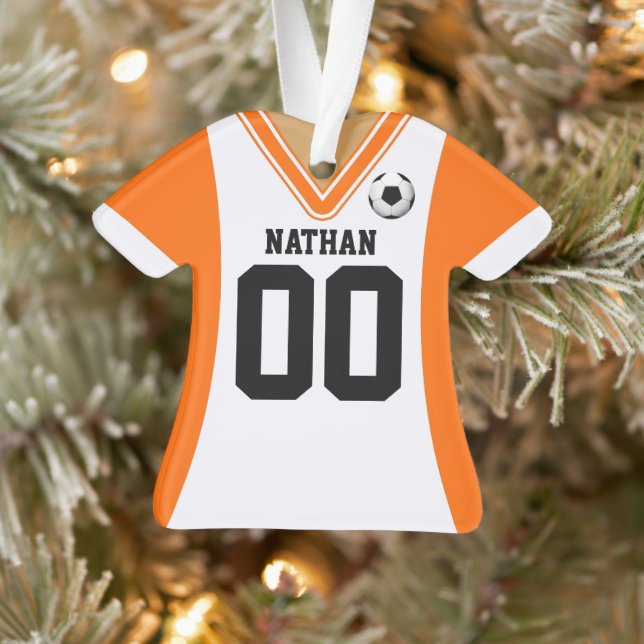 Personalisiert Orange/White Soccer Jersey Ornament (Baum)