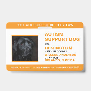 Personalisiert orangefarbene Foto-ID für Hunde Ausweis
