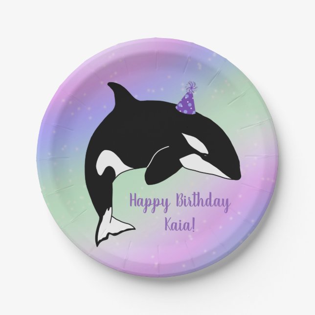 Personalisiert Orca Killer Whale Geburtstag Pappteller (Vorderseite)