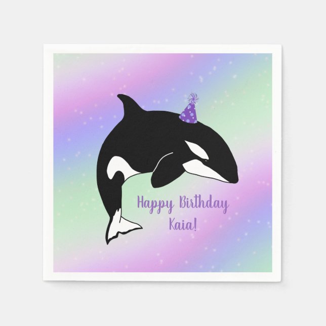 Personalisiert Orca Killer Whale Geburtstag Serviette (Vorderseite)